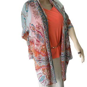 Kimono Floral Boho Chic Floral Print Layering L Size